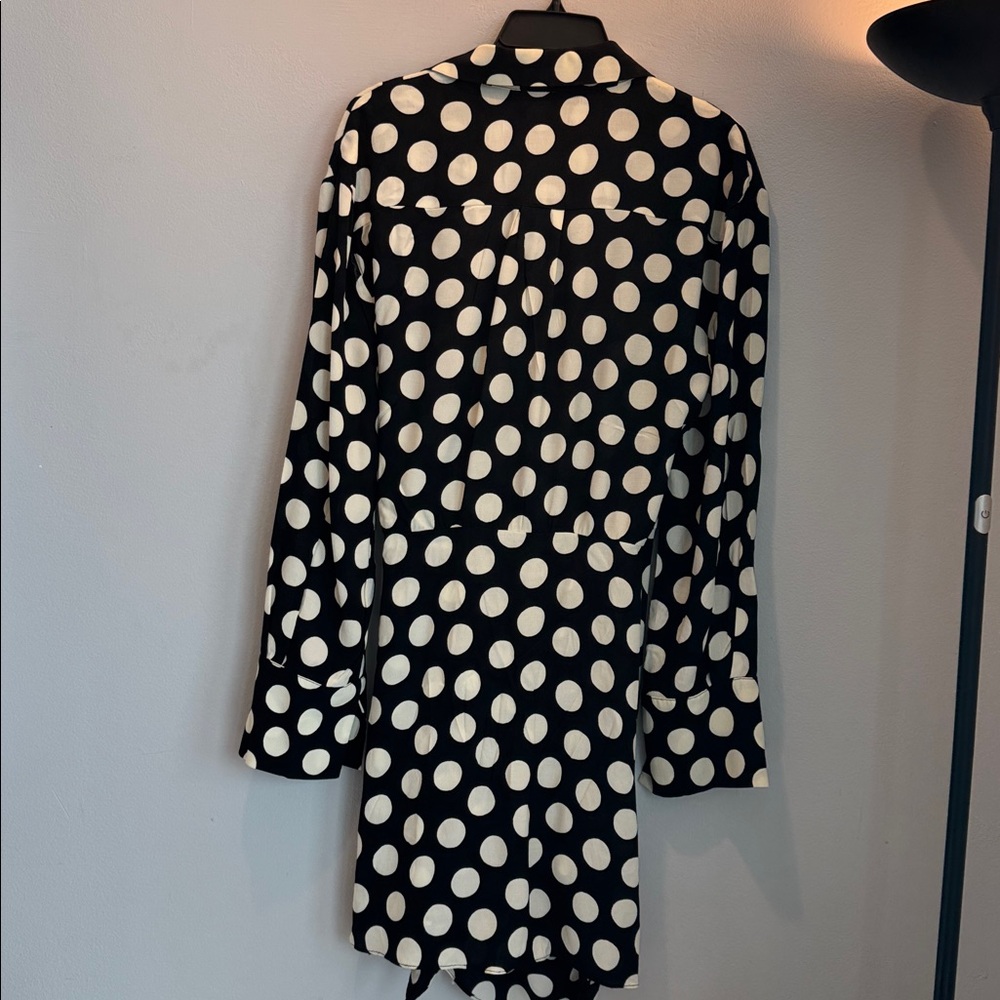 NEW Tag Zara Black & White Polka Dot Wrap Dress Size L Bloggers Fave - Picture 2 of 6